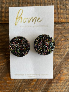 Recycled black glitter stud earrings | Queensland Sustainable Market