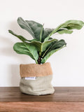 Mini Pot Plant Cover (Olive Linen Reversible Hessian) | Queensland Sustainable Market