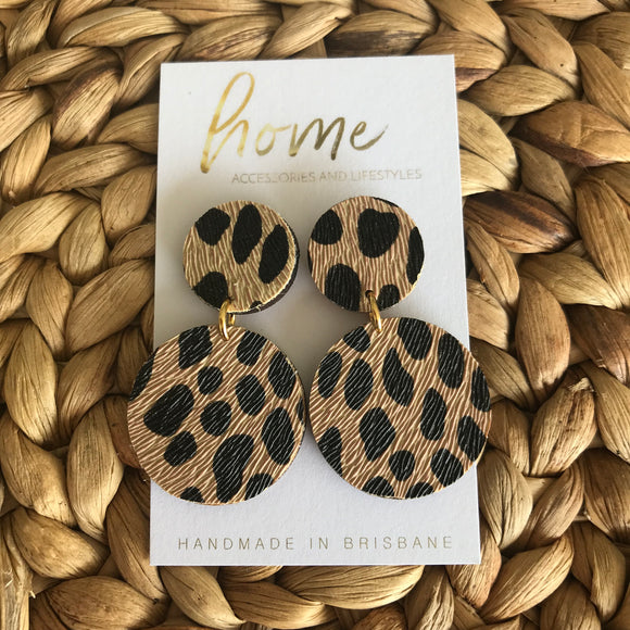 Recycled Cheetah Leopard Animal Print Circle Dangles | Queensland Sustainable Market